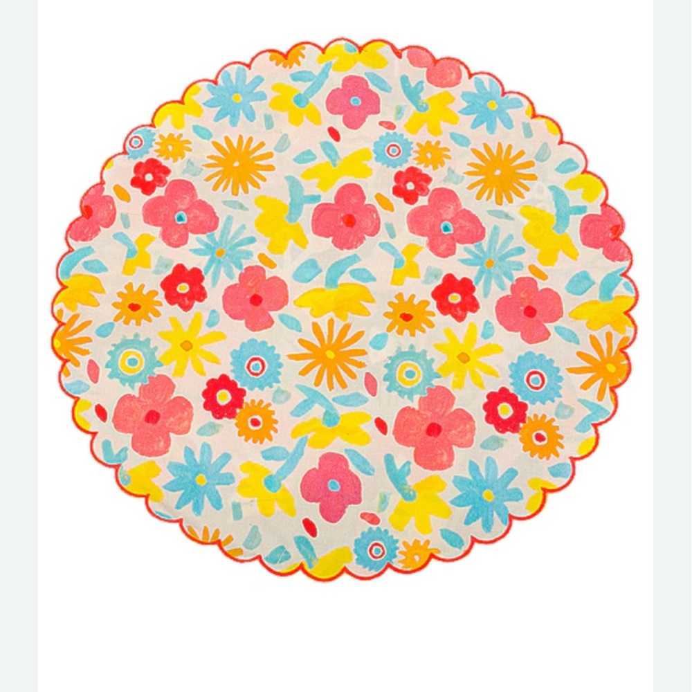 CeliaB set of 2 Floral Table Linens - Red, Blue, Yellow